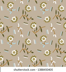Cute Floral pattern in the small flower on brown
