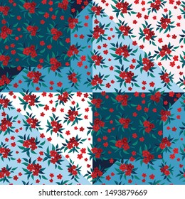 Cute floral pattern in a small flower. Motifs are randomly scattered. Seamless vector texture.
Elegant pattern for fashion prints in folk style. Imitation of a patchwork, handwork.