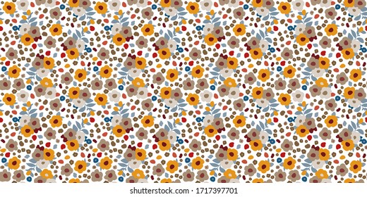 Cute floral pattern in the small flower. Seamless vector texture for fashion prints, wrapping, textile, paper, wallpaper. Vintage flowers background.