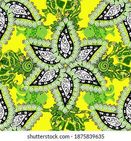 Cute Floral pattern in the small flower. Flowers on yellow, green and white colors.