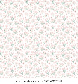 Patrón floral lindo en la flor pequeña. Textura vectorial sin inconvenientes. Elegante plantilla para impresiones de moda. Impresión con flores rosadas pequeñas. flores de primavera, flores de verano.