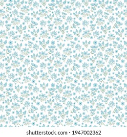 Cute Floral pattern in the small flower. Seamless vector texture. Elegant template for fashion prints. Printing with small blue flowers. spring flowers, summer flowers.
