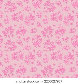 Cute floral pattern in the small flower. Seamless vector texture. Elegant template for fashion prints. Printing with small pink flowers. Light rose background. Stock print.