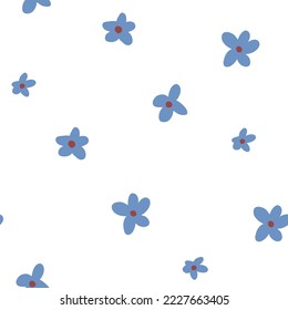 Cute Floral pattern in the small flower. Ditsy print. Motifs scattered random. Seamless vector texture. Elegant template for fashion prints. Printing with very small blue flowers. White background.