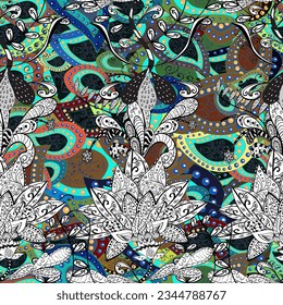 Cute Floral pattern in the small flower. seamless floral pattern with nice doodles flowers. Beautiful fabric pattern. vector illustration. Green. Doodles. 