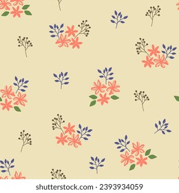 Cute Floral pattern in the small flower.  Motifs scattered random. Seamless vector texture. Elegant template for fashion prints. Printing with very small pink flowers. White background.