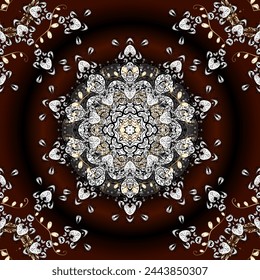 Nettes Blumenmuster in der kleinen Blume. Vektor-Muster. Sanfte, sommerliche Blumen auf angenehmen Farben. Vektor-Illustration. Braun. Mandala. Weiß. 