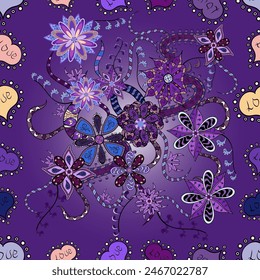 Cute Floral pattern in the small flower. seamless floral pattern with nice doodles flowers. Beautiful fabric pattern. vector illustration. Lilac. Purple.  