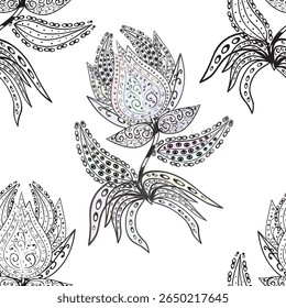 Padrão floral bonito na flor pequena. padrão floral perfeito com belas flores de doodles. Padrão de tecido bonito. ilustração vetorial, Nice. Bud. Vetor. Branco.