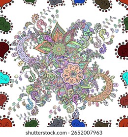 Cute Floral pattern in the small flower. seamless floral pattern with nice doodles flowers. Beautiful fabric pattern. vector illustration. Doodles. Petals. Colorful.