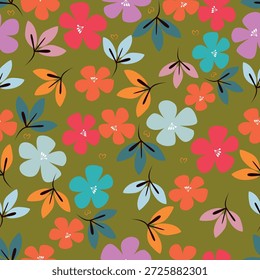 Cute Floral pattern in the small flower. Cute seamless floral pattern. Simple flowers background for fabric. Vintage flowery pattern.
