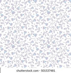 Cute Floral pattern in the small flower. "Ditsy print". Motifs scattered random. Seamless vector texture. Elegant template for fashion prints. Printing with very small lilac flowers. White background.