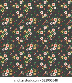 Cute Floral pattern in the small flower. "Ditsy print". Motifs scattered random. Seamless vector texture. Elegant template for fashion prints. Printing with very small white flowers. Gray background.