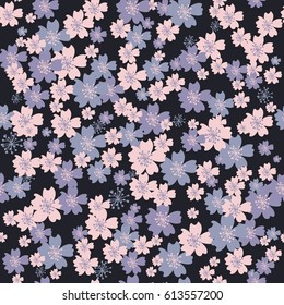 Cute Floral pattern in the small flower. Motifs scattered random. 