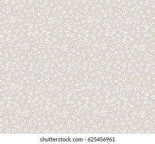 Cute floral pattern in the small flower. Ditsy print. Seamless vector texture. Beige background.