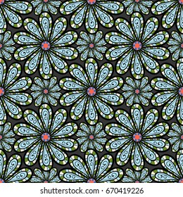 Cute floral pattern in the small flower. Abstract seamless pattern on colorful background with bright flowers. Elegant vector texture with floral elements.