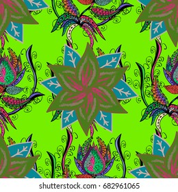 Cute Floral pattern in the small flower. Seamless floral pattern with nice doodles flowers. Beautiful fabric pattern. Vector illustration.