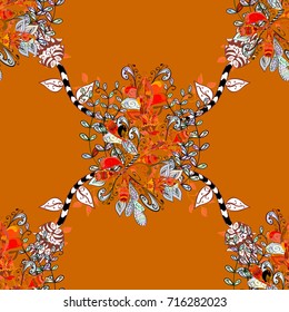 Cute Floral pattern in the small flower. Flowers on orange, brown and neutral colors.