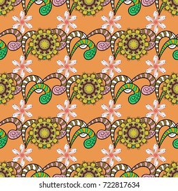 Cute Floral pattern in the small flower. Flowers on orange, black and yellow colors.