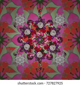 Cute Floral pattern in the small flower. Flowers on pink, neutral and green colors.