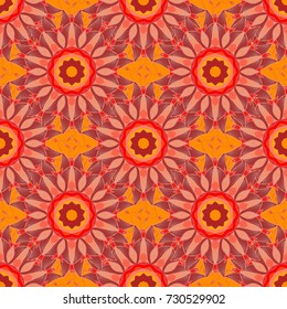 Cute Floral pattern in the small flower. Flowers on red, orange and neutral colors.