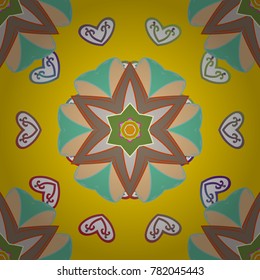 Cute Floral pattern in the small flower. Varicoloyellow, beige and green vector seamless illustration. Tropical seamless pattern with many yellow, beige and green abstract flowers.