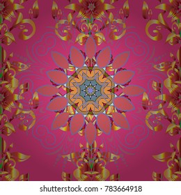 Cute Floral pattern in the small flower. Varicolopink, violet and orange vector seamless illustration. Tropical seamless pattern with many pink, violet and orange abstract flowers.