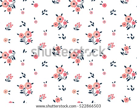 Cute Floral pattern in the small flower. "Ditsy print". Motifs scattered random. Seamless vector texture. Elegant template for fashion prints. Printing with very small pink flowers. White background.