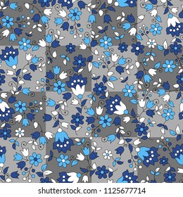 Cute Floral pattern in the small flowers and block pattern background