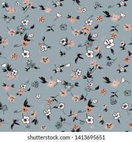 Cute Floral pattern of small flowers. - Vector 