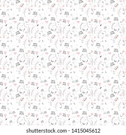 Cute Floral pattern of small flowers. Ditsy print . Seamless vector texture. Elegant template for fashion prints. Very small pink flowers on white background.