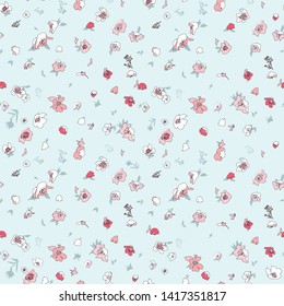 Cute Floral pattern of small flowers. - Vector 