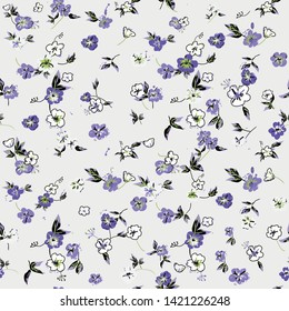 Cute Floral pattern of small flowers. - Vector 