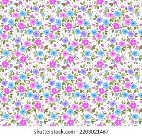 Cute floral pattern in the small flowers. Seamless vector texture. Elegant template for fashion prints. Printing with small colorful flowers. White background.
