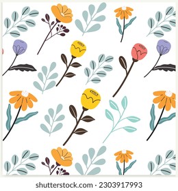 Cute floral pattern in the small flowers. Seamless vector texture. Elegant template for fashion prints. White background.