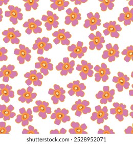 Cute floral pattern in the small flowers. Seamless vector texture. Elegant template for fashion prints. Printing with small pink and yellow flowers. White background