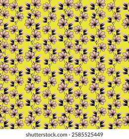 Cute floral pattern in the small flowers. Seamless vector texture. Ditsy template for fashion prints. Illustration with small pink and yellow flowers. White background