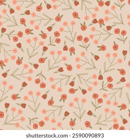 Cute floral pattern with small flowers. Vector illustration for clothes, fabric, wrapping paper.