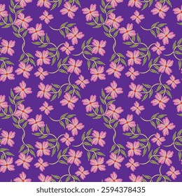 Cute floral pattern in the small flowers. Seamless vector texture. Elegant template for fashion prints. Printing with small orange and pink flowers. Ivory background.