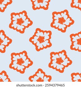 Cute floral pattern in the small flowers. Seamless vector texture. Elegant template for fashion prints. Printing with small orange and pink flowers. Ivory background.
