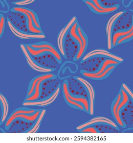 Cute floral pattern in the small flowers. Seamless vector texture. Elegant template for fashion prints. Printing with small orange and pink flowers. Ivory background.