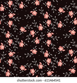 Cute Floral pattern of small flowers.  Seamless vector texture.  Delicate floral background. Ditsy graphic print