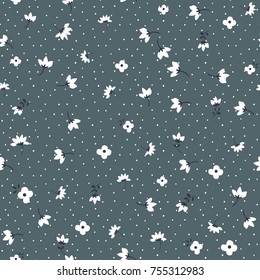 Cute Floral pattern of small flowers with dots