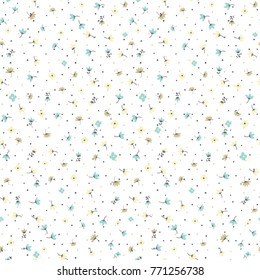 Cute Floral pattern of small flowers with dots