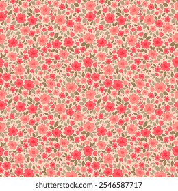 Cute floral pattern in small hand draw flowers. Liberty style. Rose flowers. Floral seamless background for fashion prints. Vintage print. Seamless vector texture. Spring bouquet.