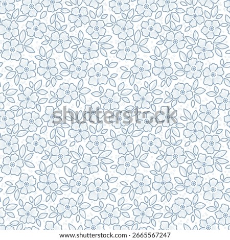 Cute floral pattern in small hand drawn flowers. Small light blue flowers. White background. Ditsy print. Floral seamless background. Gentle template for fashion prints. Fashion summer print. Stock 