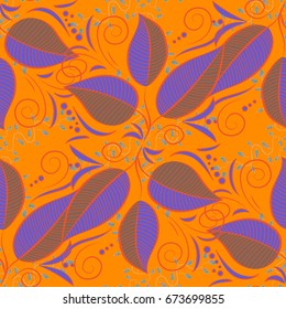 Cute Floral pattern in the small leaf. Leaves on colorful background.