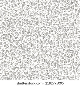 Cute floral pattern in the small leaves. Seamless vector texture. Elegant template for fashion prints. Printing with small gray leaves. White background. Stock print.