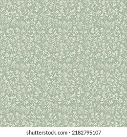 Cute floral pattern in the small leaves. Seamless vector texture. Elegant template for fashion prints. Printing with small white leaves. Light blue gray background. Stock print.