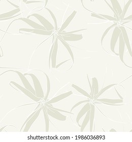 Cute floral pattern of Tillandsia plant. Seamless light green texture. Colored cute cacti. Elegant pattern for fashionable prints.